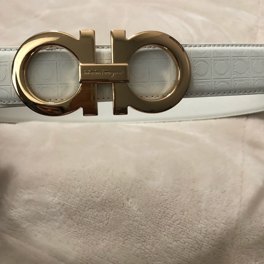 White Ferragamo belt